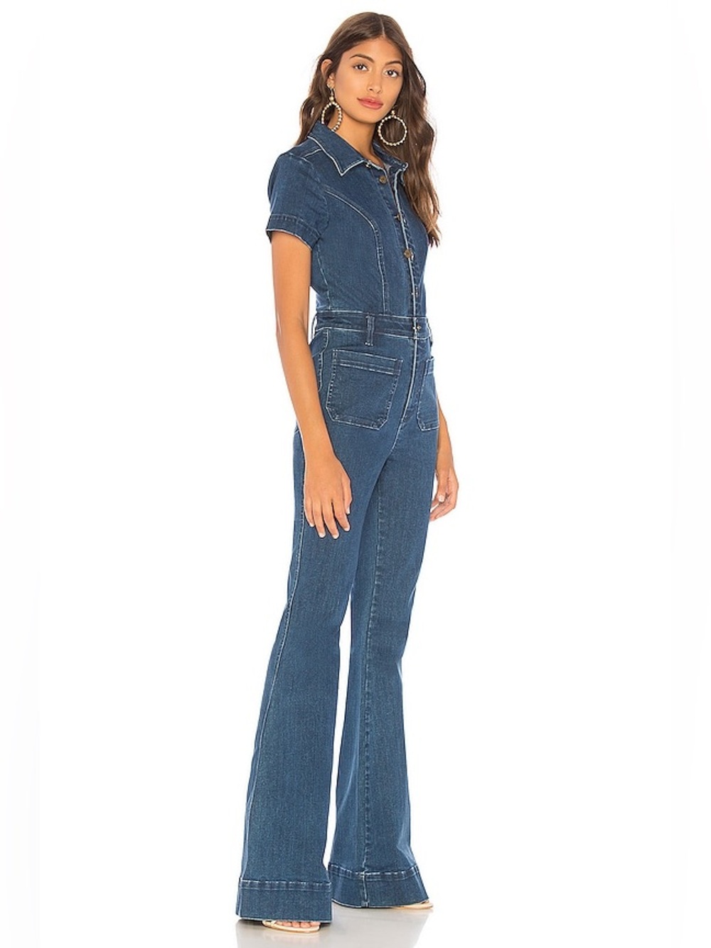 Show Me Your MuMu Everhart Denim Stretch Jumpsuit Size Large New With Tags - Picture 2 of 16